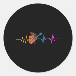 Hawaiian Ukulele Uke Heartbeat Classic Round Sticker