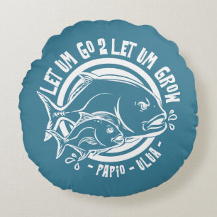 Hawaiian Ulua papio trevally Round Cushion