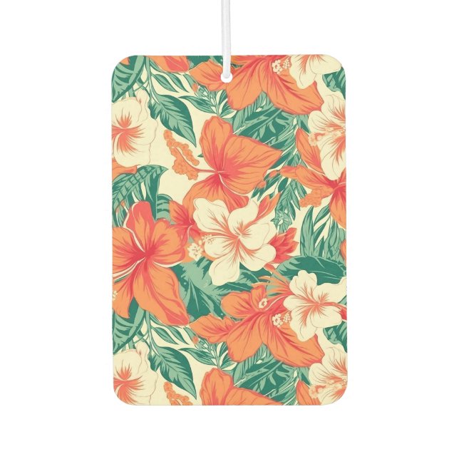 Hawaiian Vibe Colourful Tropical Flowers Pattern Car Air Freshener (Front)