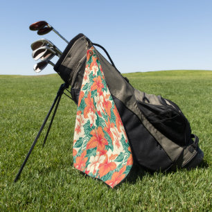 Hawaiian vibe tropical flowers pattern golf towel