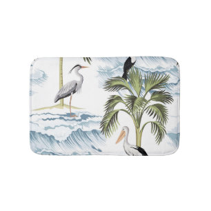 Hawaiian vintage, floral summer pattern. bath mat
