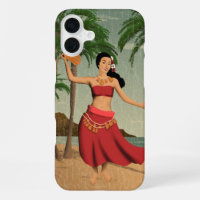 Hawaiian Vintage Hula Girl Distressed Postcard