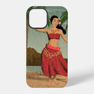 Hawaiian Vintage Hula Girl Distressed Postcard  iPhone 12 Pro Case