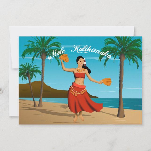 Hawaiian Vintage Mele Kalikimaka Customisable Invitation (Front)