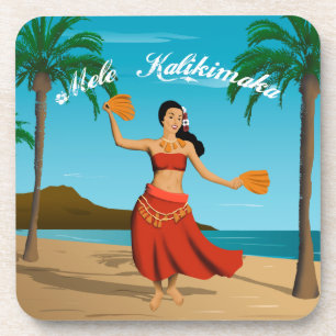 Hawaiian Vintage Mele Kalikimaka Postcard Coaster