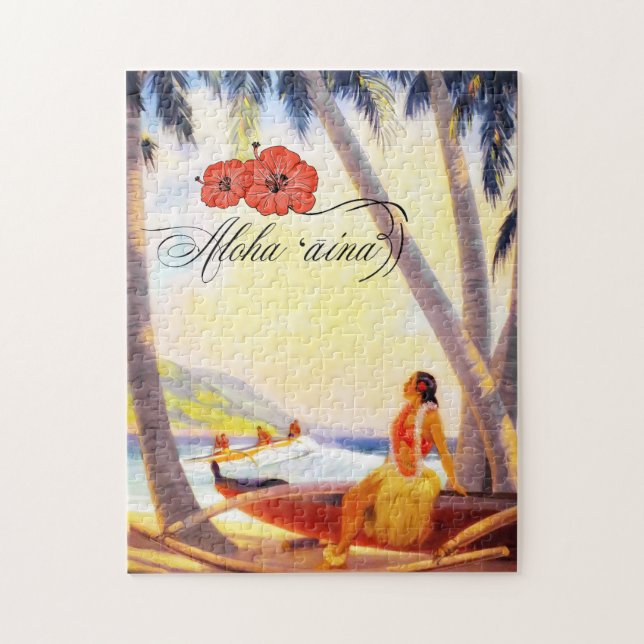 Hawaiian Vintage Oil Scenic Painting Jigsaw Puzzle (Vertical)