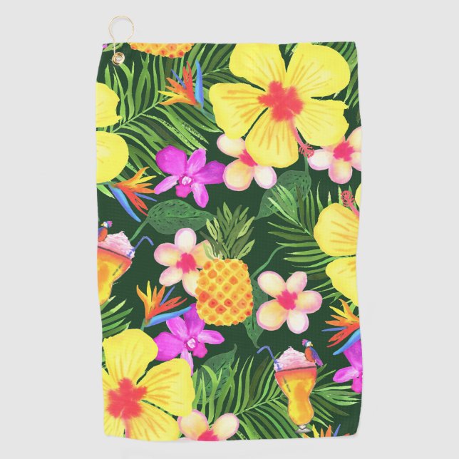 Hawaiian Watercolor Golf Towel (Front)
