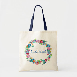 Hawaiian watercolor wreath bridesmaid wedding tote bag
