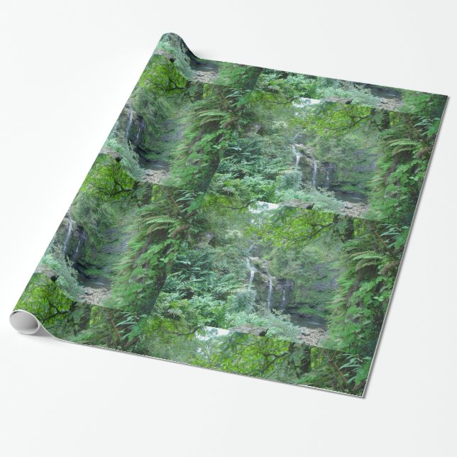 Hawaiian Waterfall Wrapping Paper (Unrolled)
