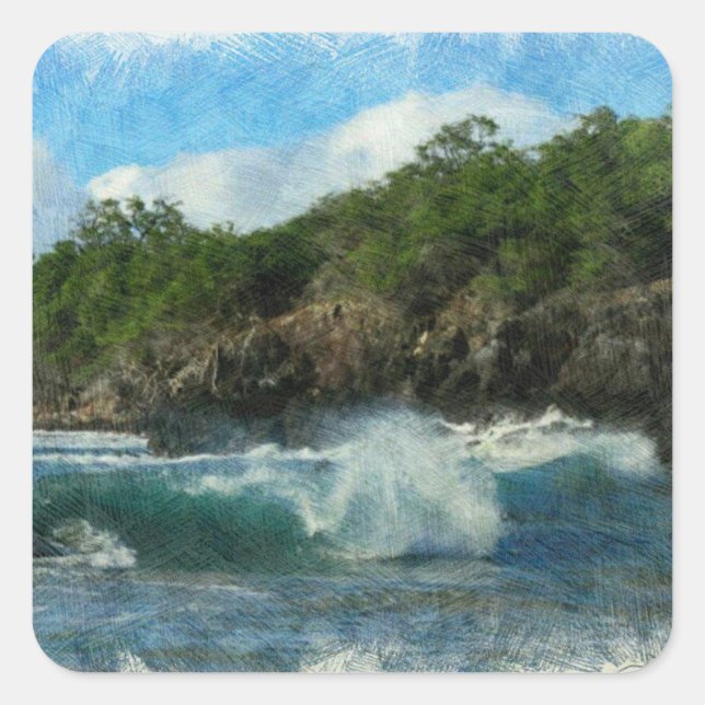 Hawaiian Waters Square Sticker (Front)