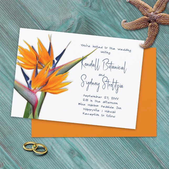 Hawaiian Wedding Bird-of-paradise Flowers Invitation (Creator Uploaded)