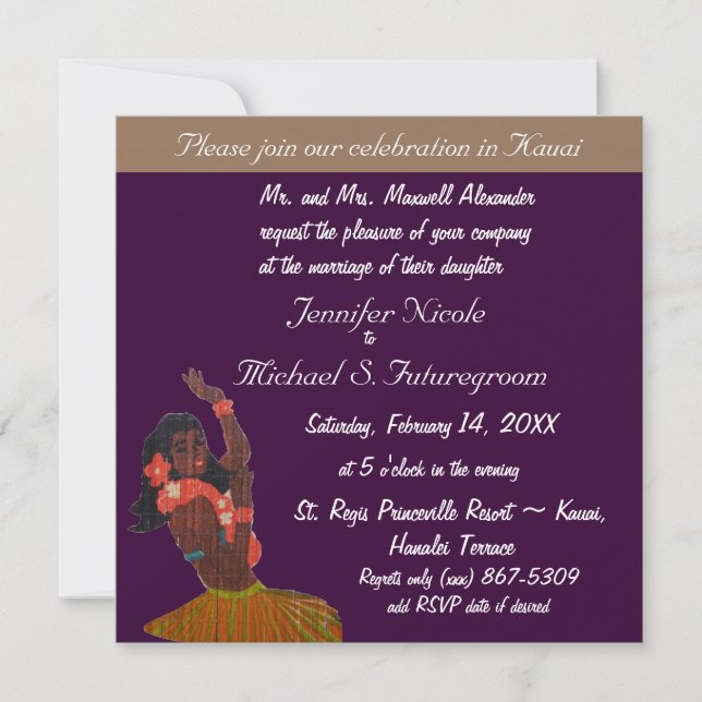 Hawaiian Wedding Celebration Invitation (Front)