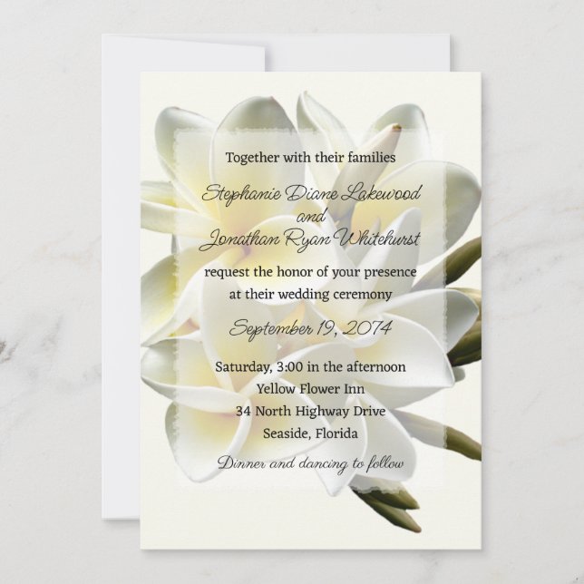 Hawaiian Wedding Frangipani Invitation (Front)