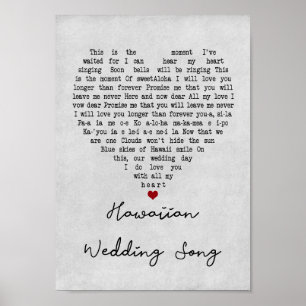 Hawaiian Wedding Song Grey Heart Song Lyric Print