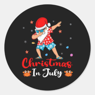 Hawaiian Xmas Dab Dabbing Santa Summer Christmas I Classic Round Sticker