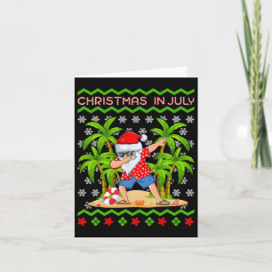 Hawaiian Xmas Dab Palm Tree Dabbing Santa Christma Card