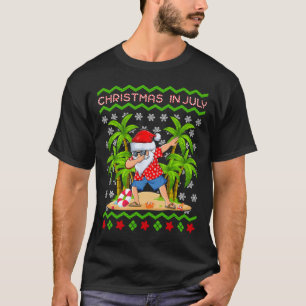 Hawaiian Xmas Dab Palm Tree Dabbing Santa Christma T-Shirt