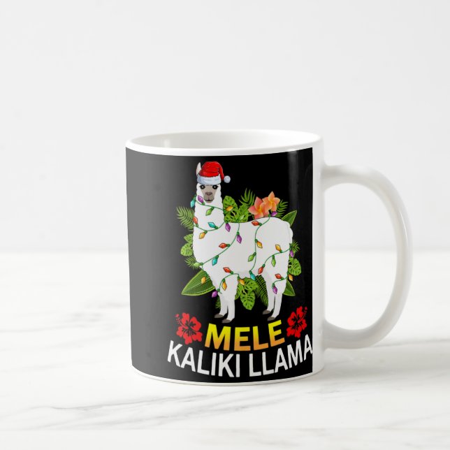 Hawaiian Xmas Llama Lights Mele Kalikimaka Llama C Coffee Mug (Right)