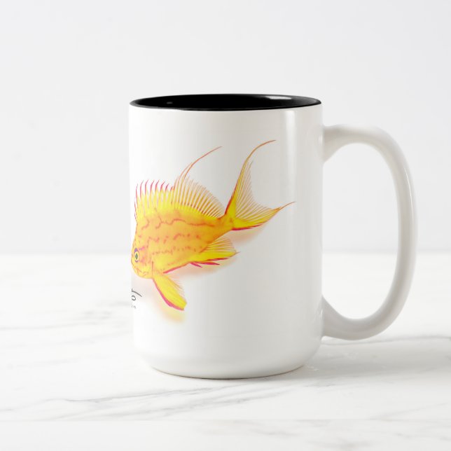 Hawaiian Yellow Anthias, Holanthias fuscipinnis Two-Tone Coffee Mug (Right)