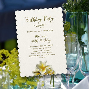 Hawaiian Yellow Plumeria Birthday Party Invitation