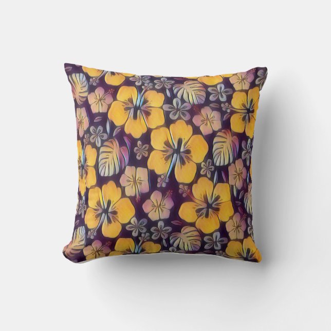 Hawaiian Yellowish Hibiscus Cushion (Front)