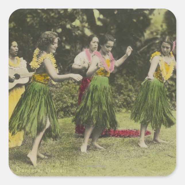 HawaiiHula Dancers in ColorHawaii Square Sticker (Front)