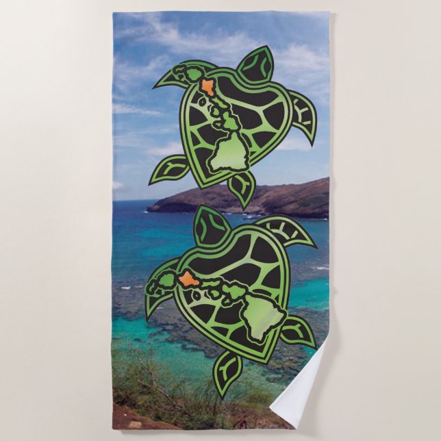 Hawaiii Turtle Islands Beach Towel (Front)