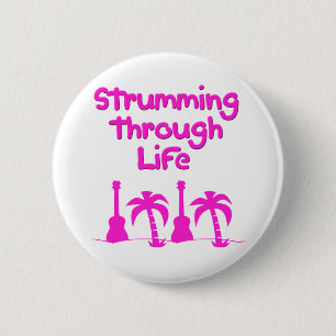 Hawaiin Ukulele tropical surf design 6 Cm Round Badge