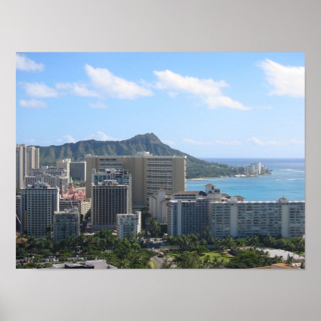 Hawaii's Waikiki and Diamond Head Poster (Front)