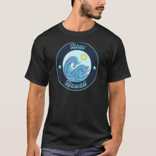 Hawi Hi Hawaii Souvenir Nautical Surfer Graphic T-Shirt