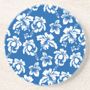 Hawiian Blue Flower Pattern Coaster