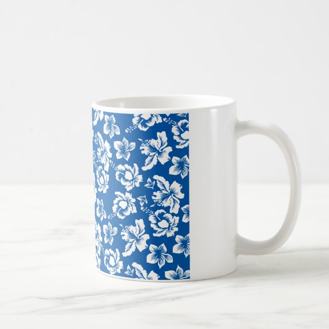 Hawiian Blue Flower Pattern Coffee Mug (Right)