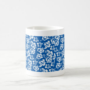 Hawiian Blue Flower Pattern Coffee Mug