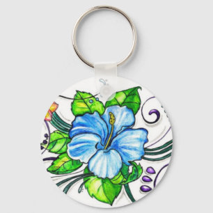 Hawiian Hibiscus Flowers Key Ring