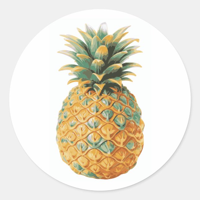 Hawiian Tropical Pineapple Classic Round Sticker (Front)