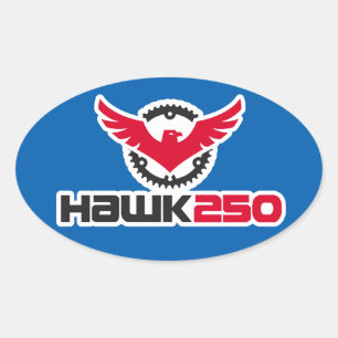 Hawk 250 Logo Blue Background Oval Sticker