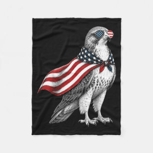 Hawk 4th Of July Us Aamerican Flag Patriotic Bird Fleece Blanket