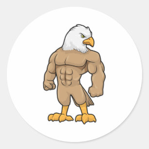 Hawk as Bodybuilder with Six pack Classic Round Sticker
