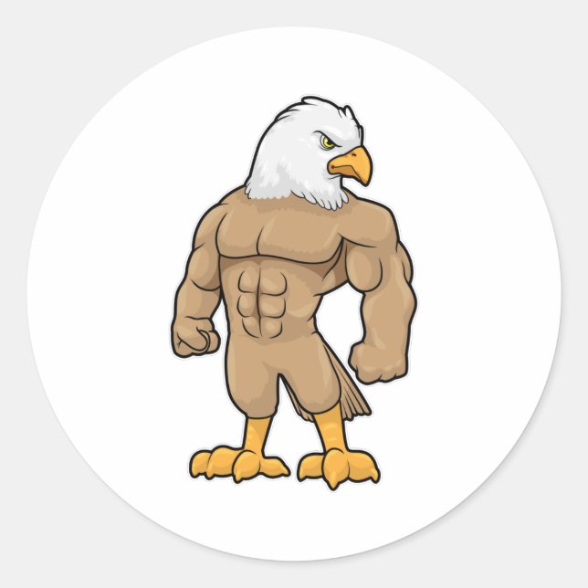 Hawk as Bodybuilder with Six pack Classic Round Sticker (Front)
