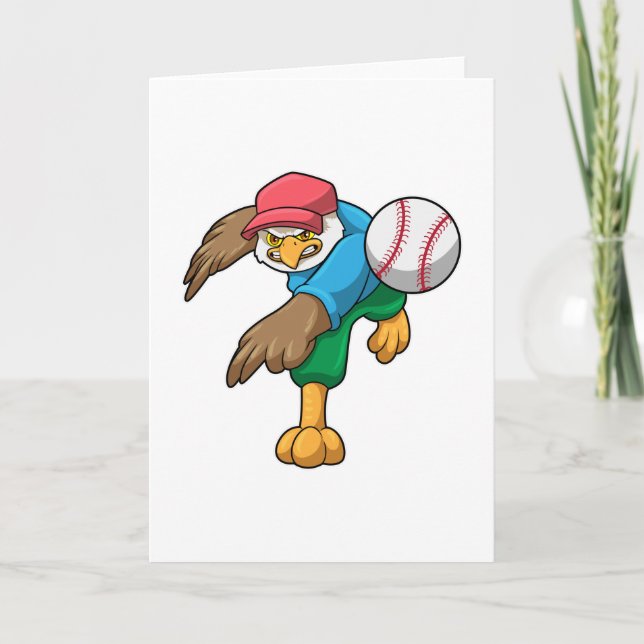 Hawk at Baseball with Baseball bat Card (Front)