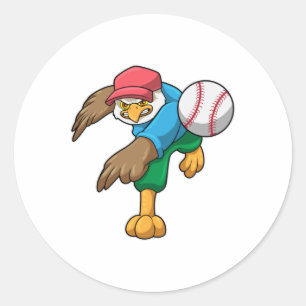 Hawk at Baseball with Baseball bat Classic Round Sticker