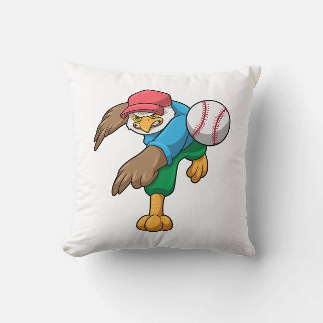 Hawk at Baseball with Baseball bat Cushion (Front)