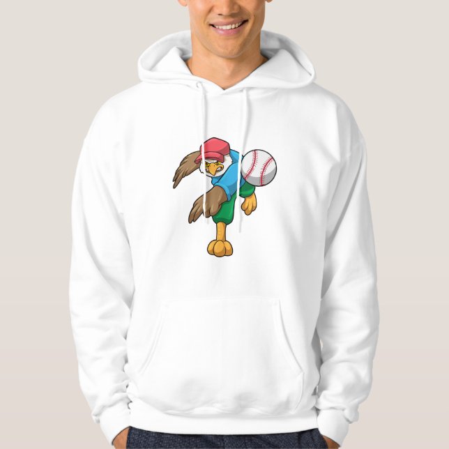 Hawk at Baseball with Baseball bat Hoodie (Front)