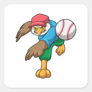 Hawk at Baseball with Baseball bat Square Sticker