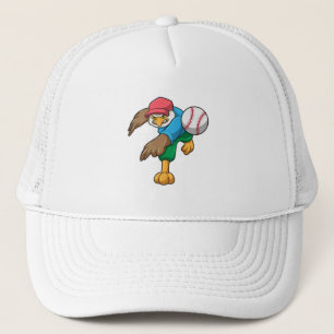 Hawk at Baseball with Baseball bat Trucker Hat