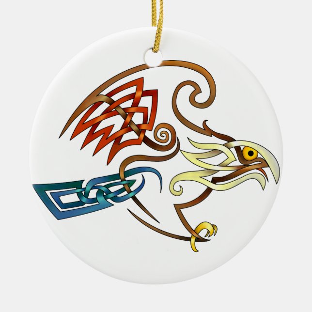 Hawk Ceramic Ornament (Front)