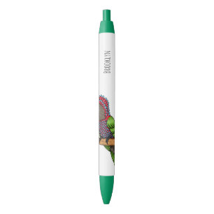 Hawk headed parrot bird cartoon illustration black ink pen