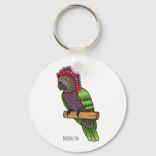 Hawk headed parrot bird cartoon illustration key ring