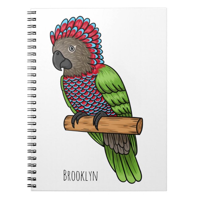 Hawk headed parrot bird cartoon illustration notebook (Front)