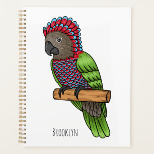 Hawk headed parrot bird cartoon illustration planner